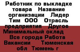 Работник по выкладке товара › Название организации ­ Лидер Тим, ООО › Отрасль предприятия ­ Другое › Минимальный оклад ­ 1 - Все города Работа » Вакансии   . Тюменская обл.,Тюмень г.